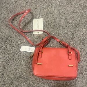 NWT Anthropologie Antik Kraft Peach Crossbody Purse Bag Strap Gold Hardware